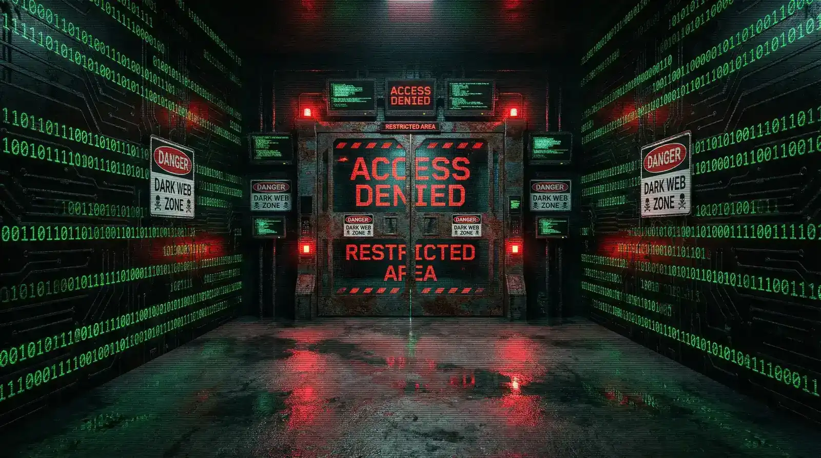 51暗网 禁区数字大门与警告标识